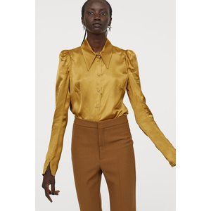 Hu0026M | Tops | Hm Studio Collection Mustard Satin Blouse 6 | Poshmark